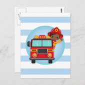 消防車の黒人少年 ポストカード (正面/裏面)
