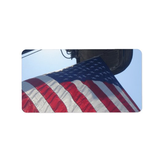 消防車アメリカ国旗の航空塔 ラベル (正面)