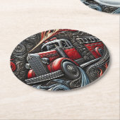 消防車アートの勇気 ラウンドペーパーコースター (アングル)