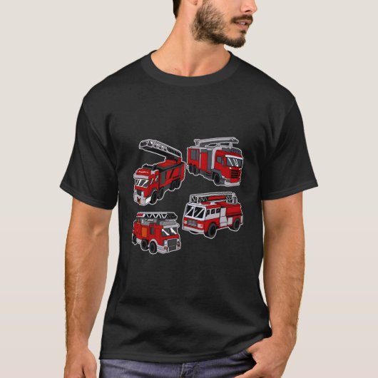 消防車エンジン救助ラダートラック消防士 Tシャツ (正面)