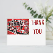 消防車エンジン消防士フラットサンキューカード サンキューカード (スタンド正面)