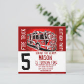 消防車エンジン消防誕生日招待状 招待状 (スタンド正面)