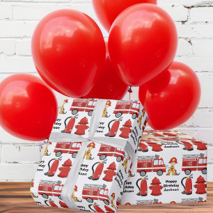 消防車カスタム子供の誕生日パーティー ラッピングペーパー