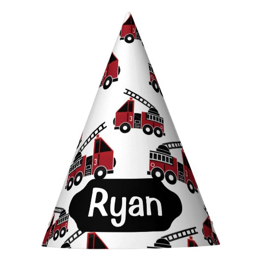 消防車カスタム帽 パーティーハット (正面)