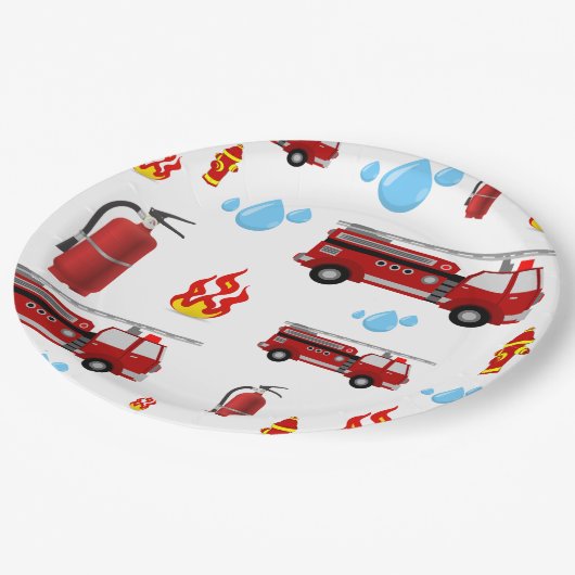 消防車キッズパーティー少年紙ナプキンス ペーパープレート (アングル)