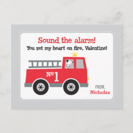 消防車クラスのバレンタイン シーズンポストカード