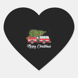 消防車クリスマスツリー消防士メリークリスマス ハートシール