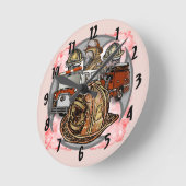 消防車クロス消防車の時計 ラウンド壁時計 (傾斜)