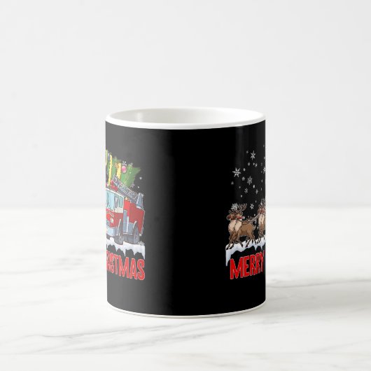 消防車サンタそり消防士クリスマスファイアーファイト コーヒーマグカップ (中央)
