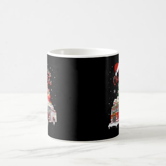 消防車サンタそり消防士クリスマスファイアーファイト コーヒーマグカップ (中央)