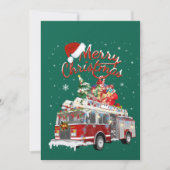 消防車サンタそり消防士クリスマスファイアーファイト 招待状 (正面)