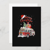 消防車サンタそり消防士クリスマスファイアーファイト 招待状 (正面/裏面)