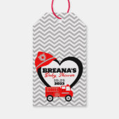 消防車シェブロン赤ちゃんシャワー賛成 ギフトタグ (裏面)