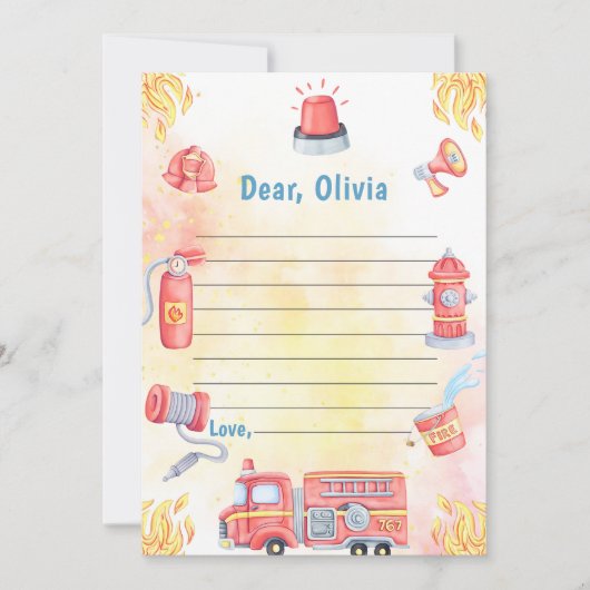消防車タイムカプセルノートメッセージカード 招待状 (正面)