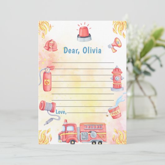 消防車タイムカプセルノートメッセージカード 招待状 (スタンド正面)