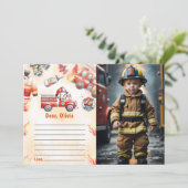 消防車タイムカプセルノートメッセージカード 招待状 (スタンド正面)