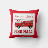 消防車テーマ名前をカスタムするオンレッド クッション (裏面)