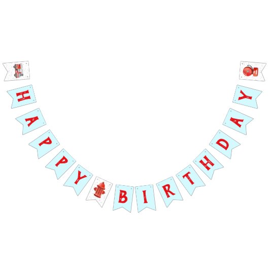 消防車テーマ誕生日パーティペナントバナー バンティングフラッグ (全)