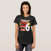 消防車テーマ6イヤルオールド誕生日 Tシャツ (正面フル)