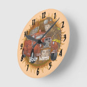 消防車バディカスタムー消防士の時計 ラウンド壁時計 (傾斜)