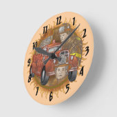 消防車バディ時計 ラウンド壁時計 (傾斜)