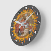 消防車バディ時計 ラウンド壁時計 (傾斜)