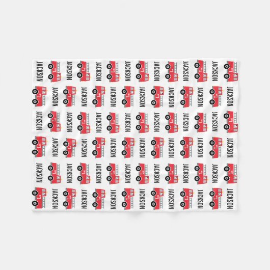 消防車パーソナライズされたの子ども用毛布 フリースブランケット (正面(横))