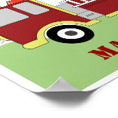 消防車パーソナライズされたプリント ポスター (角)