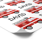 消防車パーソナライズされたベビー名子供部屋ウォールアート ポスター (角)