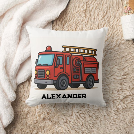消防車パーソナライズされた名キッズ装飾用クッション クッション (ブランケット)