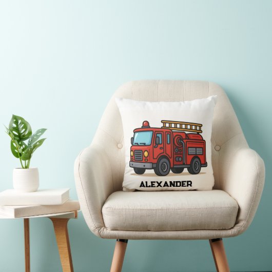 消防車パーソナライズされた名キッズ装飾用クッション クッション (椅子)
