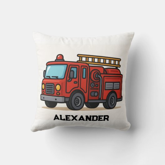 消防車パーソナライズされた名キッズ装飾用クッション クッション (裏面)