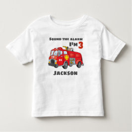 消防車パーソナライズされた誕生日Tシャツ トドラーTシャツ