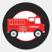 消防車パーティー丸型シール ラウンドシール (正面)