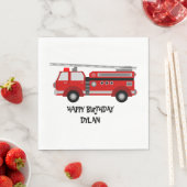 消防車パーティー誕生日パーソナライズされたナプキンス スタンダードランチョンナプキン (インサイチュ)