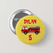 消防車パーティー誕生日ボタンバッジ 缶バッジ (正面&裏面)