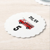 消防車パーティー誕生日 ペーパーコースター (アングル)