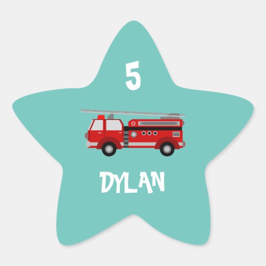 消防車パーティー誕生日 星シール (正面)