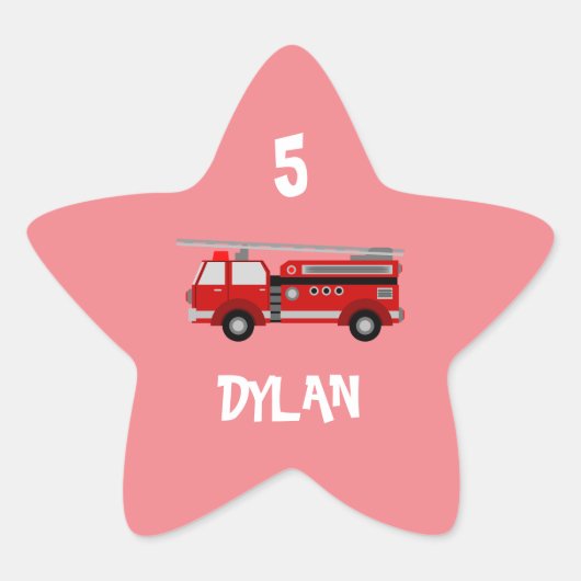 消防車パーティー誕生日 星シール (正面)
