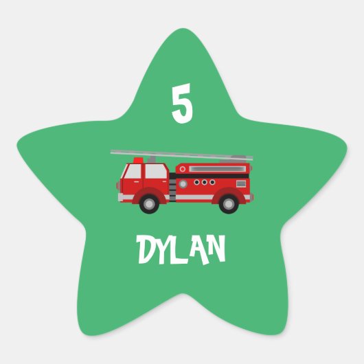 消防車パーティー誕生日 星シール (正面)