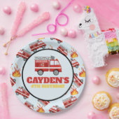 消防車ファイヤーファイターバースデーパーティー紙プレート ペーパープレート (パーティー)