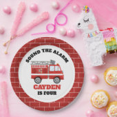 消防車ファイヤーファイターバースデーパーティー紙プレート ペーパープレート (パーティー)