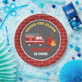 消防車ファイヤーファイターバースデーパーティー紙プレート ペーパープレート (パーティー)