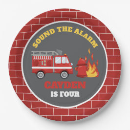 消防車ファイヤーファイターバースデーパーティー紙プレート ペーパープレート