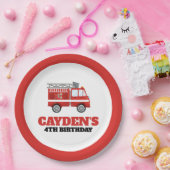 消防車ファイヤーファイターバースデーパーティー紙プレート ペーパープレート (パーティー)