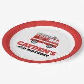 消防車ファイヤーファイターバースデーパーティー紙プレート ペーパープレート (アングル)