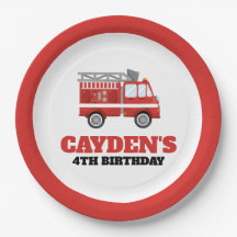 消防車ファイヤーファイターバースデーパーティー紙プレート