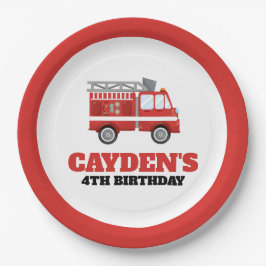 消防車ファイヤーファイターバースデーパーティー紙プレート ペーパープレート