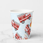 消防車ファイヤーファイターバースデーパーティー紙プレート 紙コップ (裏面)