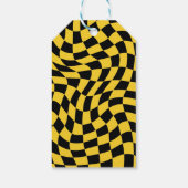 消防車ブラックイエロ市松模様にーン生誕日 ギフトタグ (裏面)